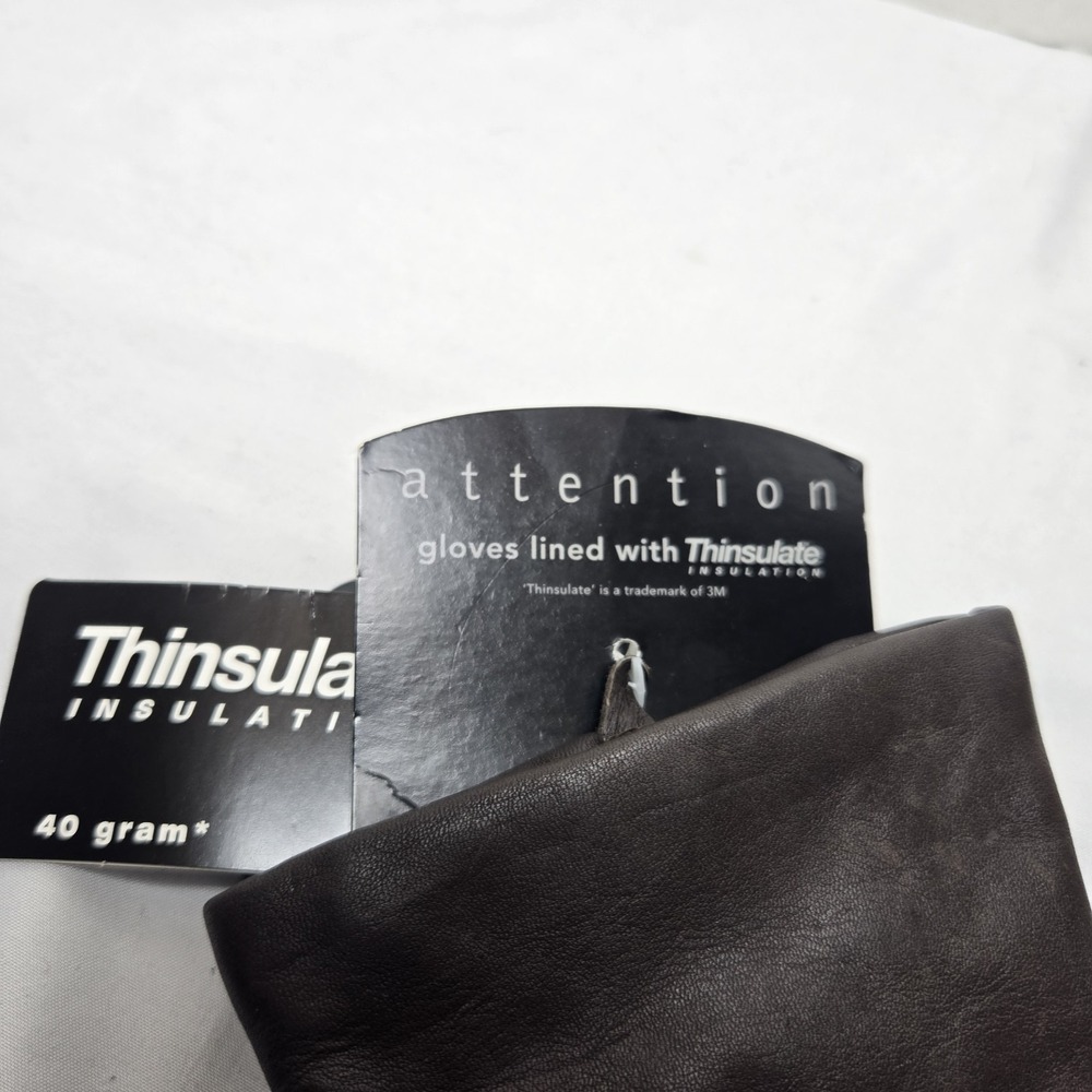 New Attention Brown Genuine Leather Gloves Womens Medium Kmart Thinsulate Lined - Picture 5 of 6